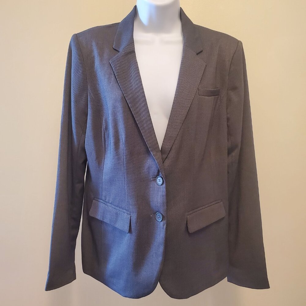 Apt. 9 Women's Notch Collar Blazer Suit Jacket Gray Birdseye - (12)
